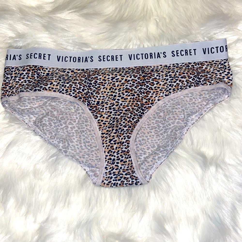 Victoria’s Secret cheetah animal print logo panty cotton nwot size L large RARE